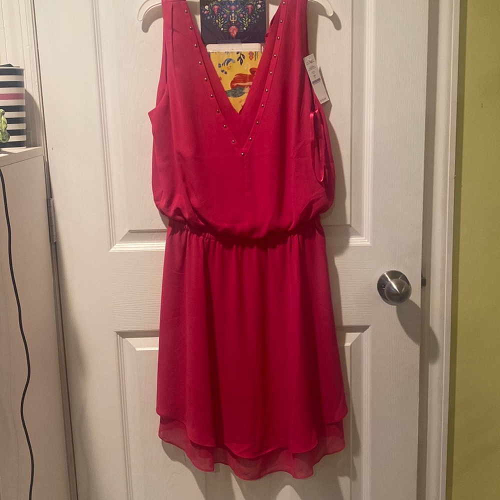 pink low cut dress